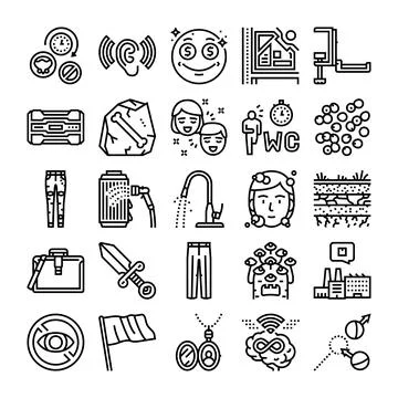 Diverse set of abstract linear icon concepts 库存插图