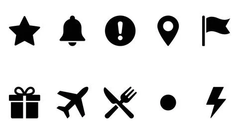 Diverse set of black and white universal interface icons, star, notificatio.. Stock Illustration
