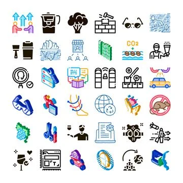 Diverse set of business and technology icons Stock Illustration