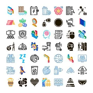 Diverse set business communication technology concept icons 스톡 일러스트