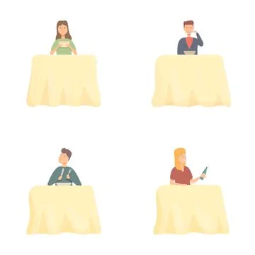 Diverse set of cartoon people working at desks Stock Illustration