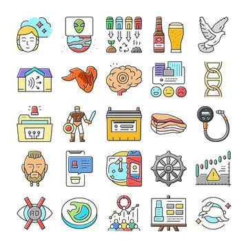 Diverse set of concepts and objects collection Stock Illustration
