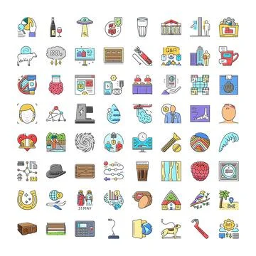 Diverse set of creative outline color line icons Stock Illustration