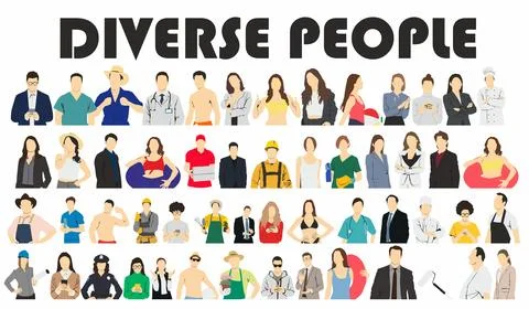 Diverse set of different people ,vector illustration diversity . people Stock Illustration