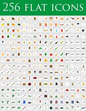 Diverse set of flat icons vector illustration Stock Illustration