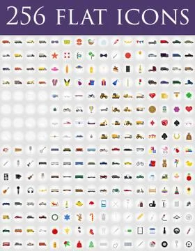 Diverse set of flat icons vector illustration Stock Illustration
