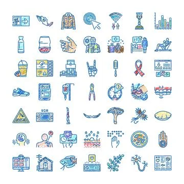 Diverse set of hand drawn line art icons Stock Illustration