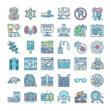 Diverse set hand drawn scribble doodle icons Stock Illustration