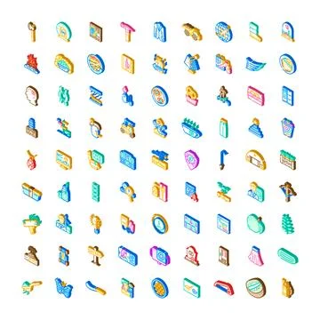 Diverse set isometric pixel icons collection vector Stockillustratie