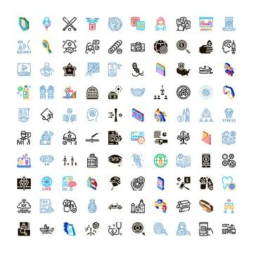 Diverse set of line and glyph icons exploring business and technology concept 库存插图