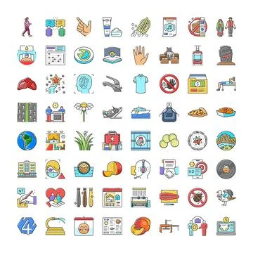 Diverse set of line icons with flat design Stock Illustration