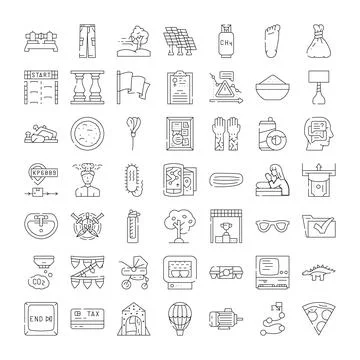 Diverse set of linear icons illustrating modern concepts イラスト素材