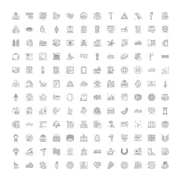 Diverse set of linear icons representing various concepts Ilustração Stock