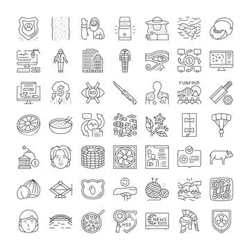 Diverse set of linear icons for various concepts 스톡 일러스트