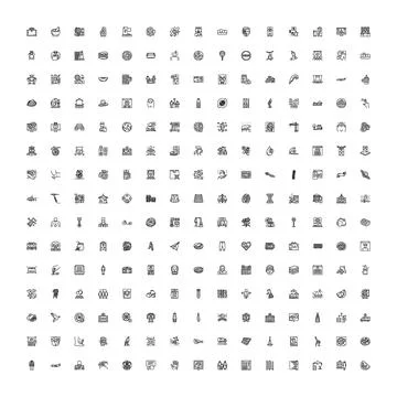 Diverse set of minimalist outline web icons Stock Illustration