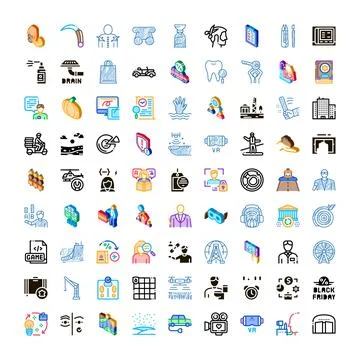Diverse set of modern business technology services icons Stock Illustration