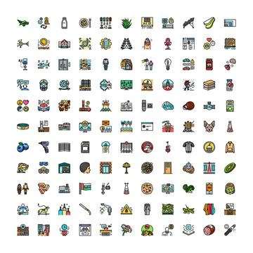Diverse set of modern colorful web icons collection Ilustración de archivo
