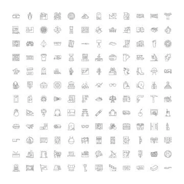 Diverse set of outline icons capturing lifestyle objects Stock Illustration