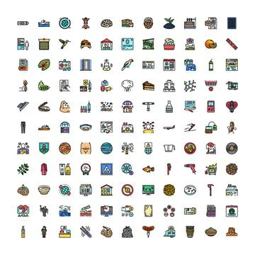 Diverse set of outlined vector icons covering daily life 스톡 일러스트