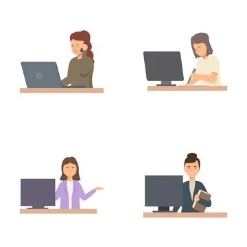 Diverse set of professionals using computers Stock Illustration
