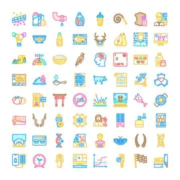 Diverse set representing business, science, and lifestyle concepts Stock Illustration