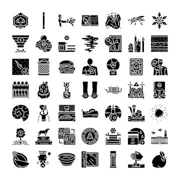 Diverse set of solid black glyph icons イラスト素材