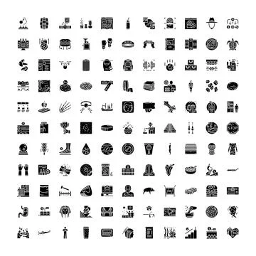 Diverse set of solid modern glyph icons Stockillustratie