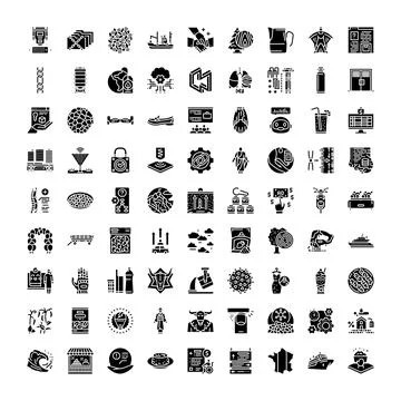 Diverse set of technology business science abstract icons Stock Illustration