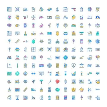 Diverse set of user interface and website icons Stock Illustration