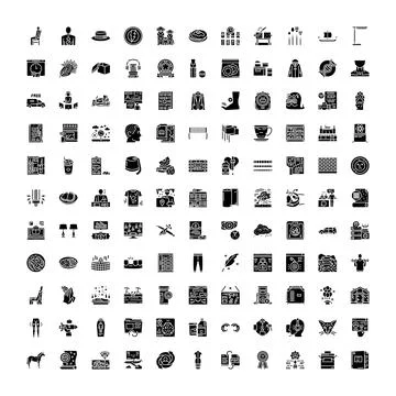 Diverse set of user interface glyph icons 스톡 일러스트