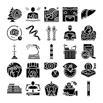 Diverse simple glyph icons set collection イラスト素材