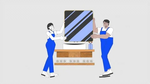Diverse skilled trades workers cartoon animation set Stock Footage 334332281