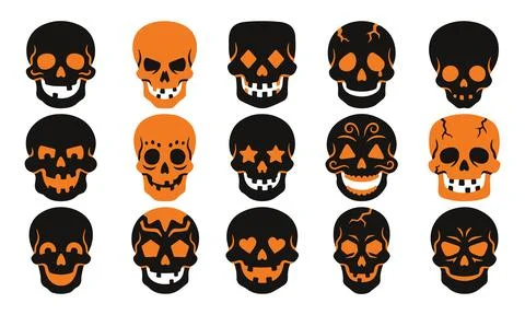 Diverse skull character collection for creative Halloween design  illustration Stock Illustration