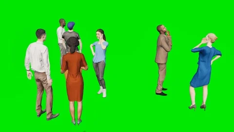 A diverse small group having a meeting set on a 3d animated green screen Video stock 329596788