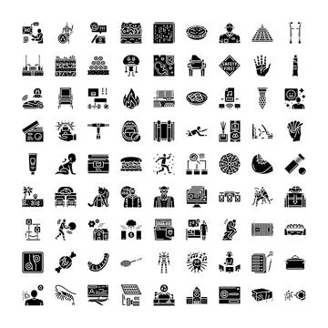 Diverse solid icons representing modern infographic concepts and symbols イラスト素材