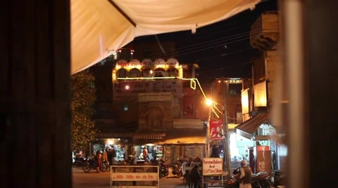 Diverse street in front of authentic Indian fort Stock Footage 46465335