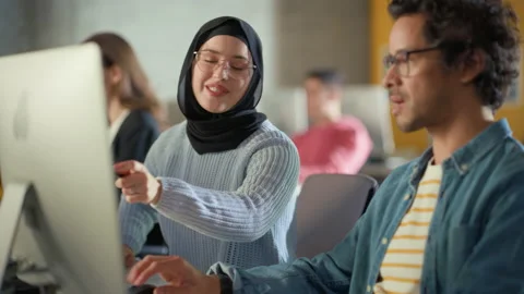 Diverse Students Computer Science IT Class Video stock 163957639