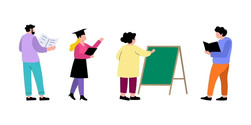Diverse Students Engaged in Learning Activities 스톡 일러스트