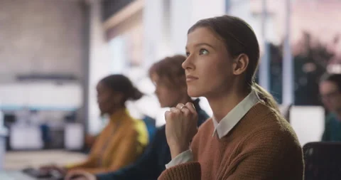 Diverse Students Studying in Computer Class Stock Footage 243652411