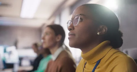 Diverse Students Studying in Computer Class Stock Footage 243652880