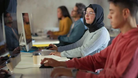Diverse Students in University Class Stock Footage 163972762