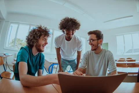 A diverse studetns group, including an Afro Stock Photos