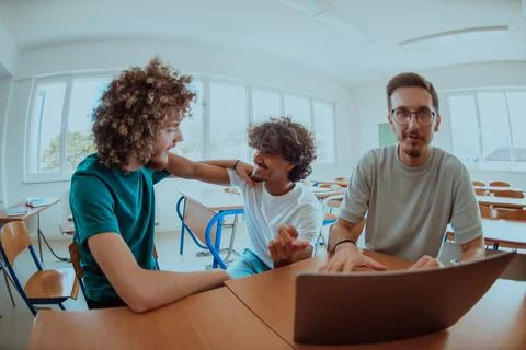 A diverse studetns group, including an Afro Stock Photos