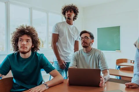 A diverse studetns group, including an Afro Stock Photos