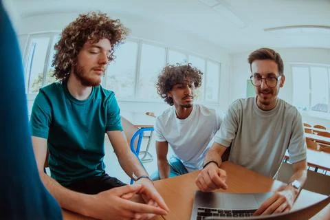 A diverse studetns group, including an Afro Stock Photos