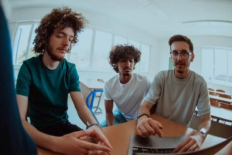 A diverse studetns group, including an Afro Stock Photos