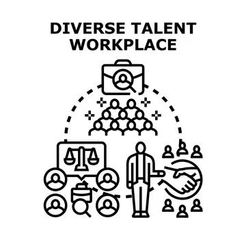 Diverse talent workplace concept finding inclusive employment opportunities Stock Illustration