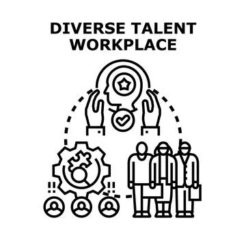 Diverse talent workplace creating business opportunity and collaboration Stock Illustration
