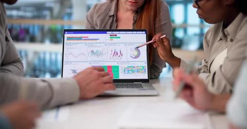 Diverse Team Of Analysts Collaborate On Predictive Business Analytics Dashboa Stock Photos