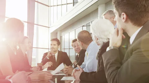 Diverse team of business people in a meeting Stock Footage